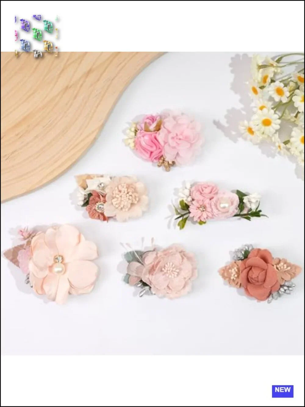 Handmade Flower Hair Bows Faux Pearl Floral Clips for Toddlers Kids Children
